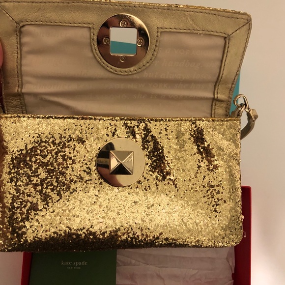 Kate Spade Gold Sparkle Clutch/Crossbody - Picture 4 of 6